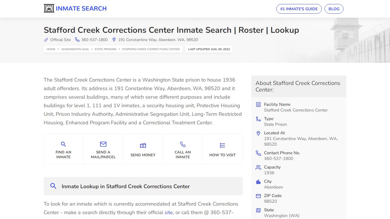 Stafford Creek Corrections Center Inmate Search | Roster ...
