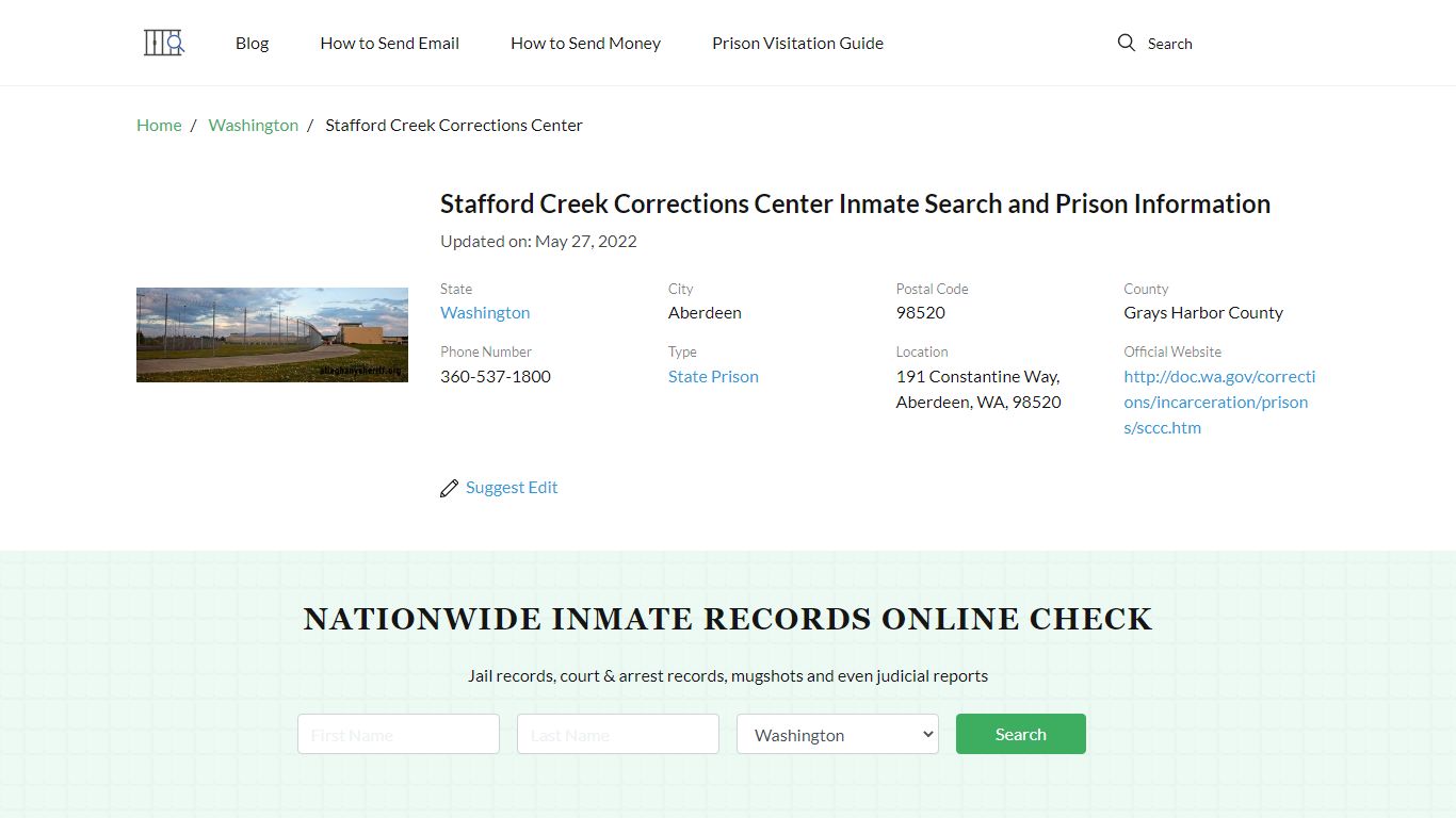Stafford Creek Corrections Center Inmate Search ...